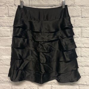 JS Collections Silk Black Tiered Skirt Size 8